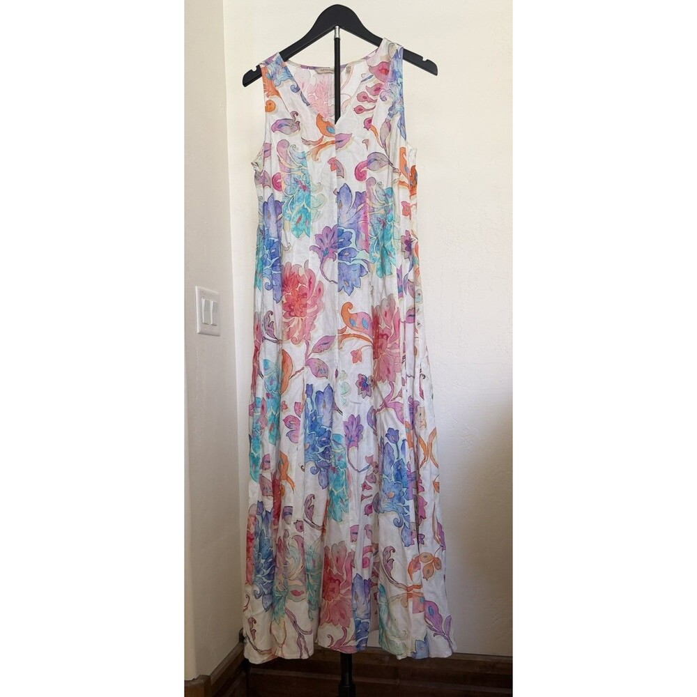 Soft Surroundings Flourish Patchwork Pieced Floral A-Line Long Maxi Dress XS Zip
